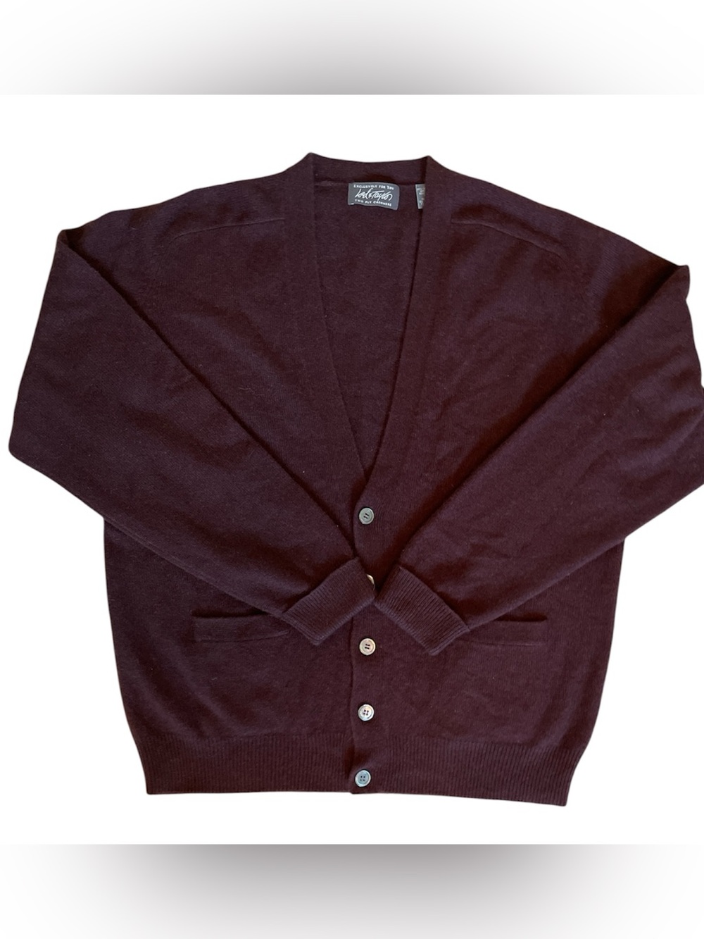 Lord & Taylor Men’s Vintage Brown Two Ply Cashmere Cardigan Sweater Size Large